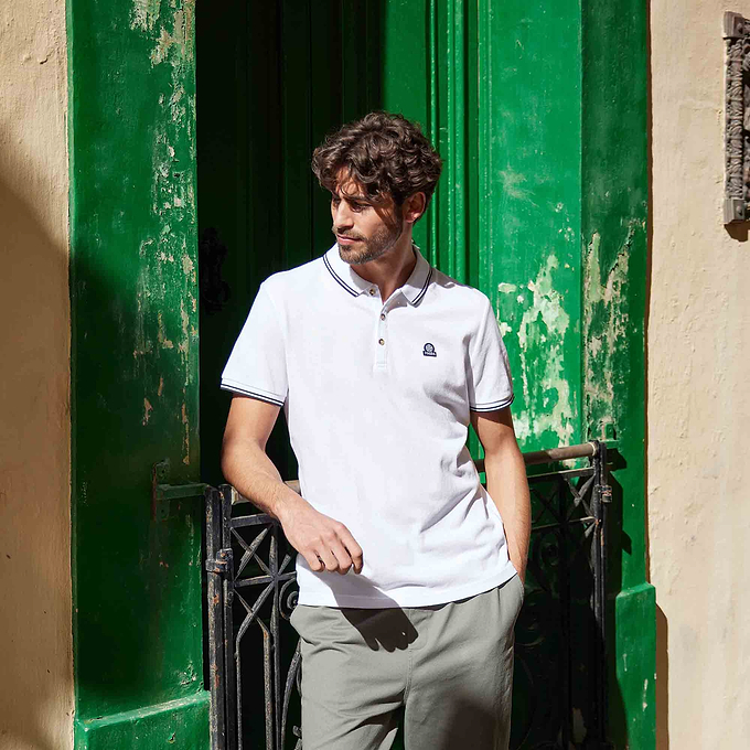 Biston Mens 100% Cotton Pique Polo Shirt - Optic White