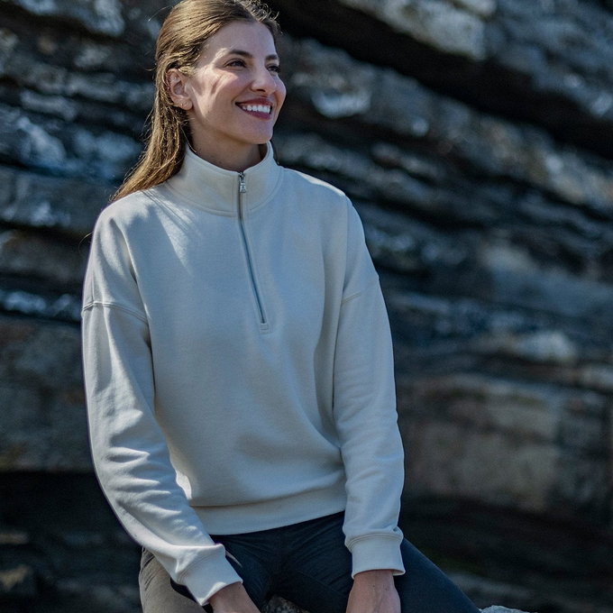 Caldene Womens Quarter Zip Sweat - Vanilla