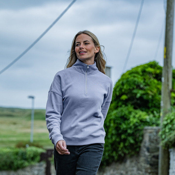 Caldene Womens Quarter Zip Sweat - Faded Purple