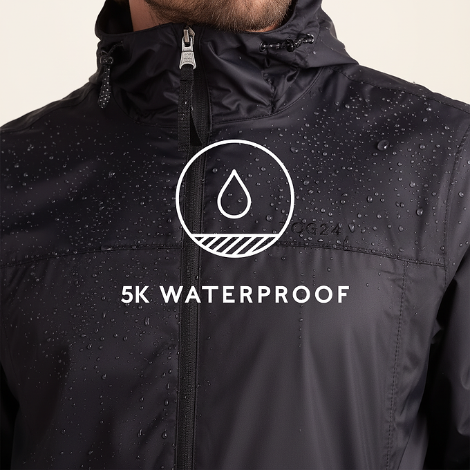 Craven Mens Waterproof Packaway Jacket - Black