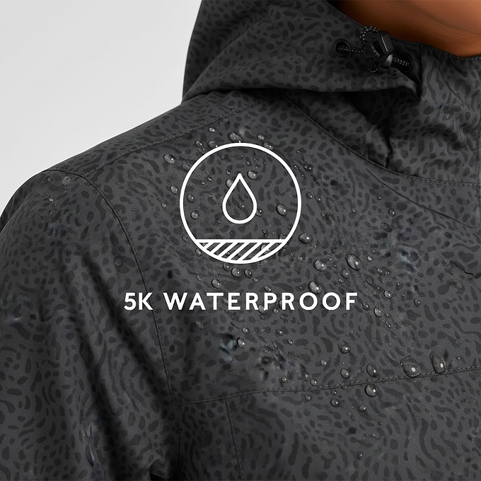 Craven Womens Waterproof Packaway Jacket - Washed Black Swirl Print