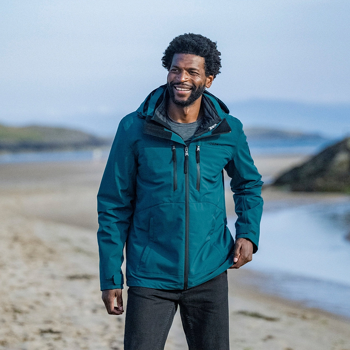Denton Mens 3-in-1 Waterproof Jacket - Petrol Green