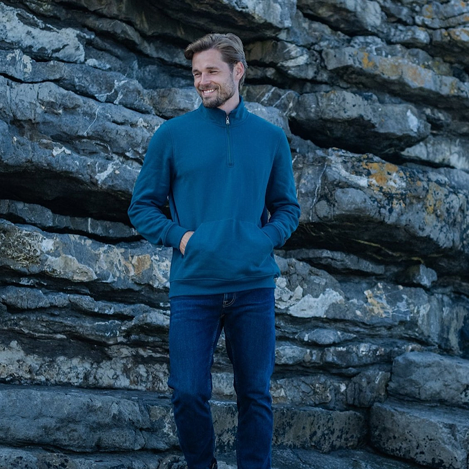 Dorian Mens Zip Neck - Marine Blue
