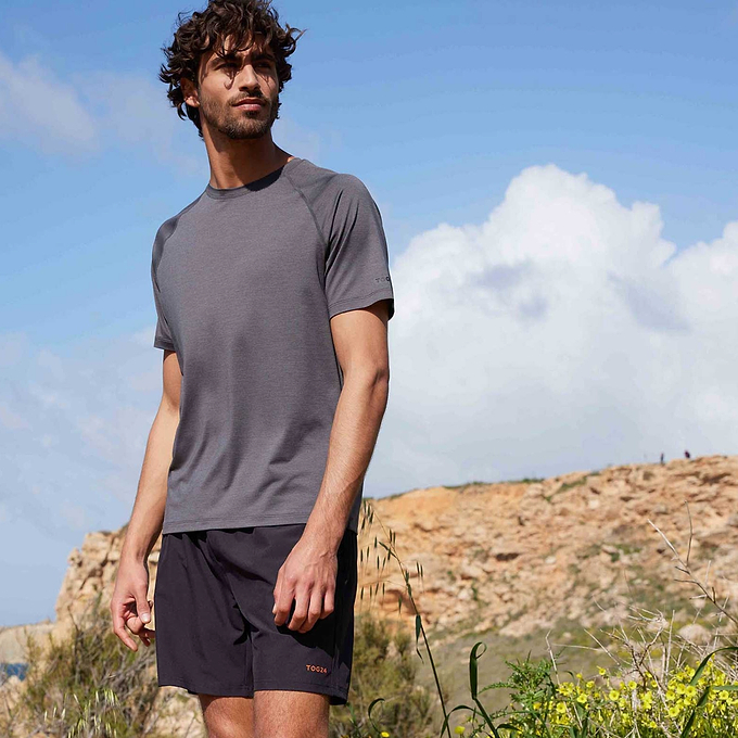 Durleigh Mens Tech Short Sleeve Top - Dark Grey Marl