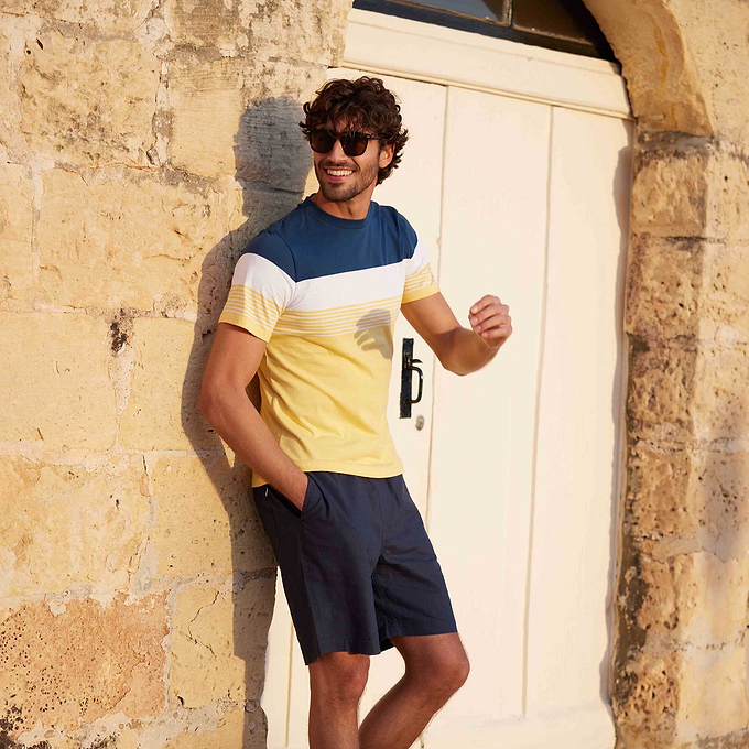 Farndon Mens T-Shirt - Inky Blue/Sunflower