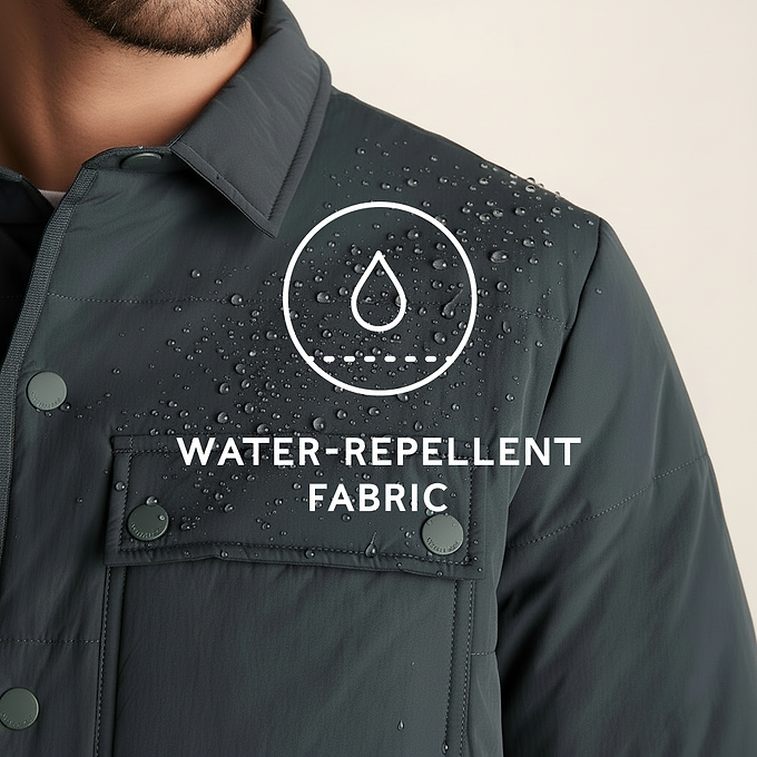 Adamson Mens Shower Resistant Insulated Shacket - Deep Slate