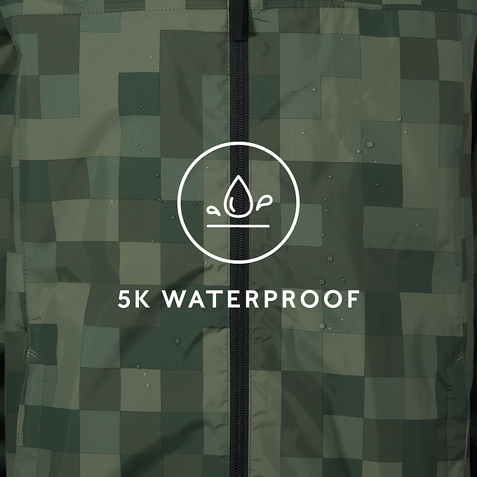 Craven Mens Waterproof Packaway Jacket - Green Pixel