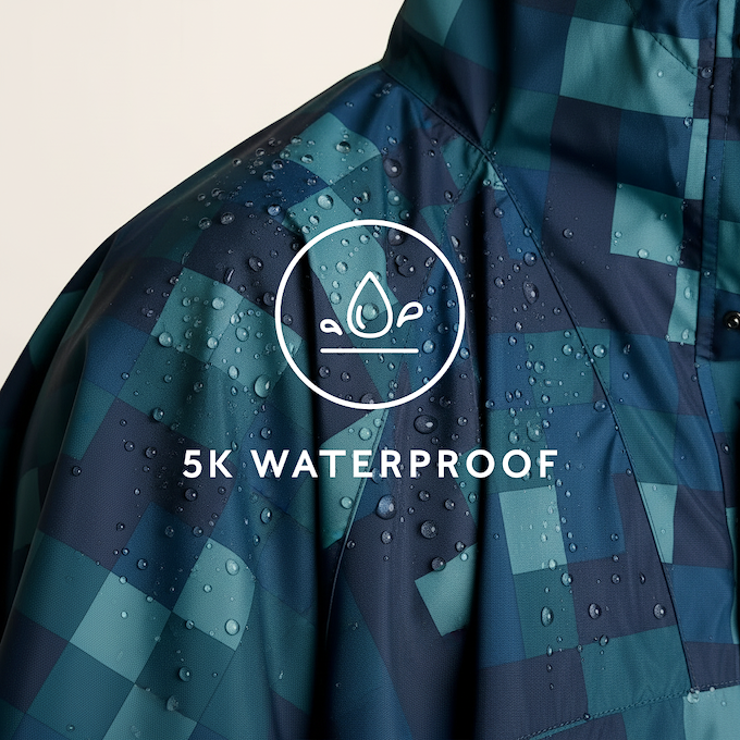 Drench Unisex Waterproof Poncho - Blue Pixel Print