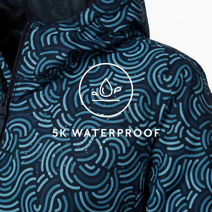 Kilnsey Womens Waterproof Jacket - Smokey Blue Wave Print