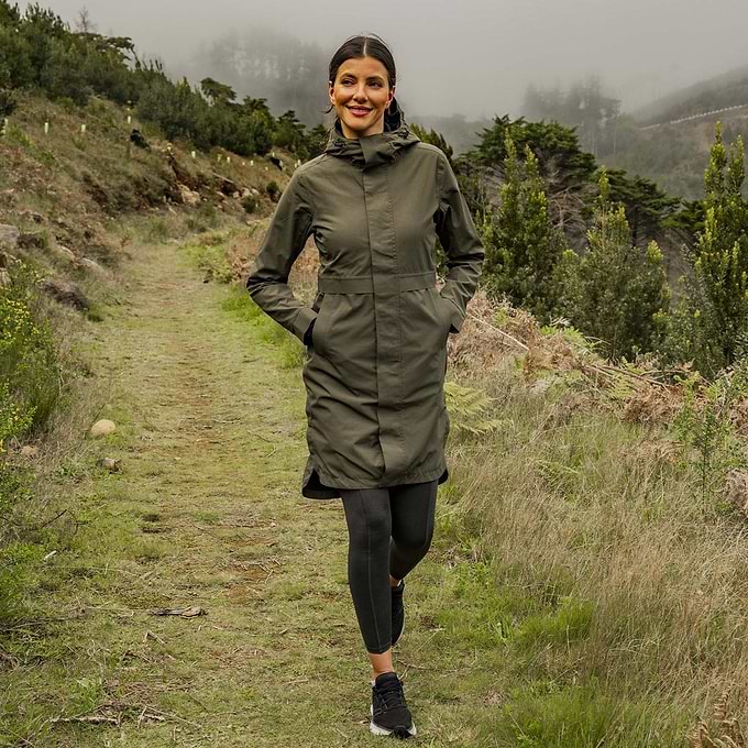 Saunter Womens Long Waterproof Jacket - Khaki