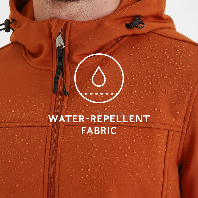 Feizor Mens Shower Resistant Softshell Hooded Jacket - Burnt Orange