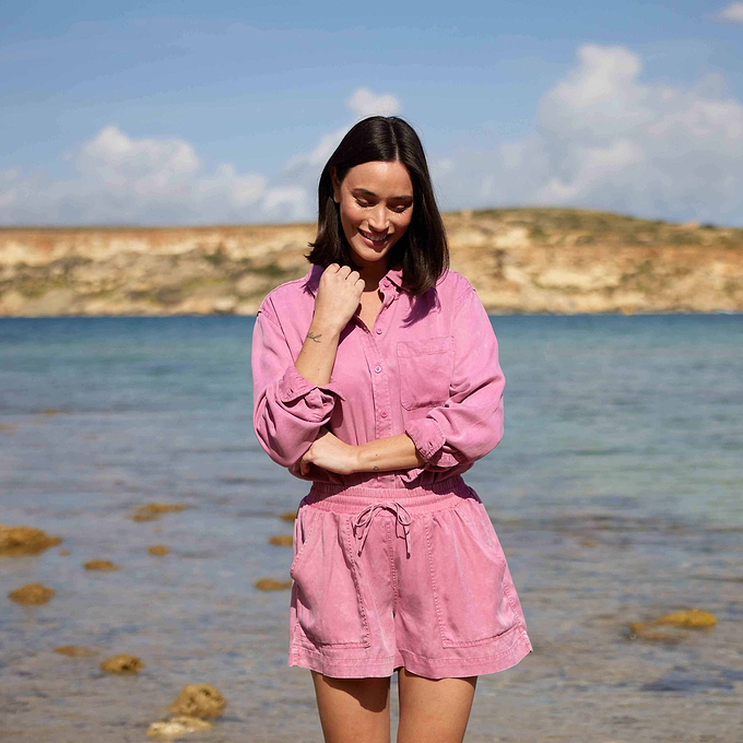 Irena Womens Shirt Long Sleeve - Rose Quartz