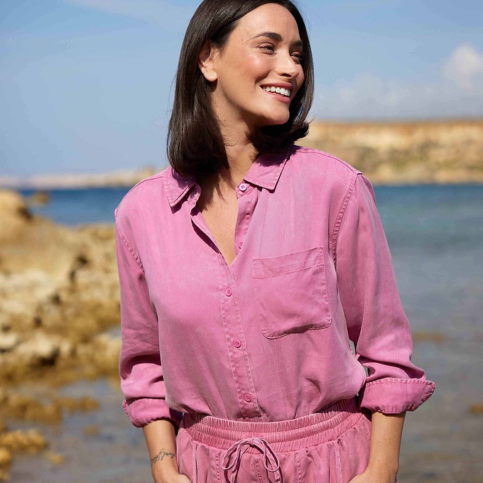 Irena Womens Shirt Long Sleeve - Rose Quartz