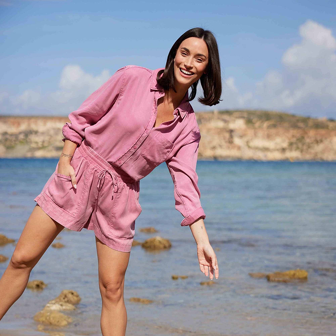 Irena Womens Shirt Long Sleeve - Rose Quartz