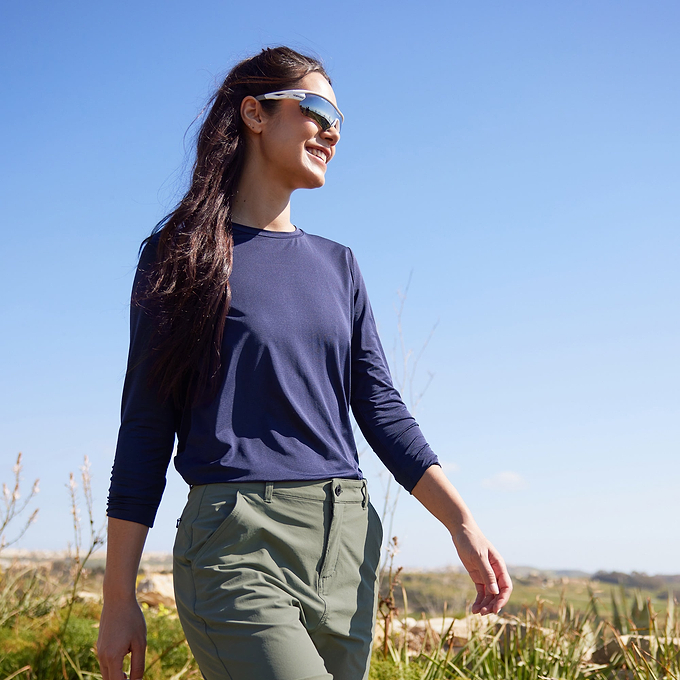 Kehlani Womens Long Sleeve Performance Top - Oxford Blue