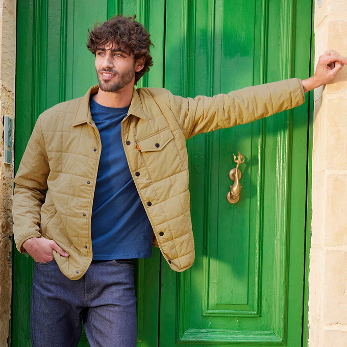 Keiran Mens Padded Shacket - Ochre Brown