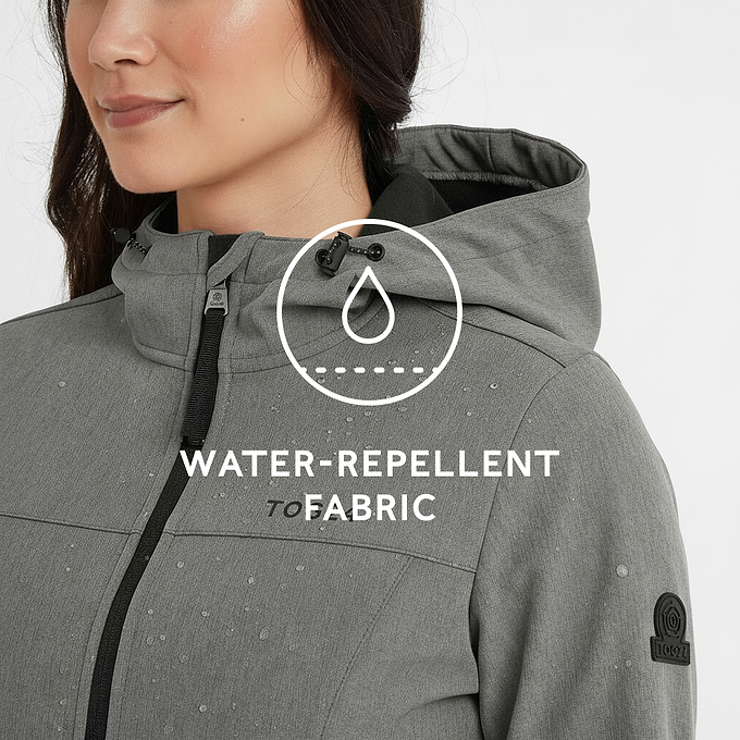 Keld Womens Long Shower Resistant Hooded Softshell Jacket - Dark Grey