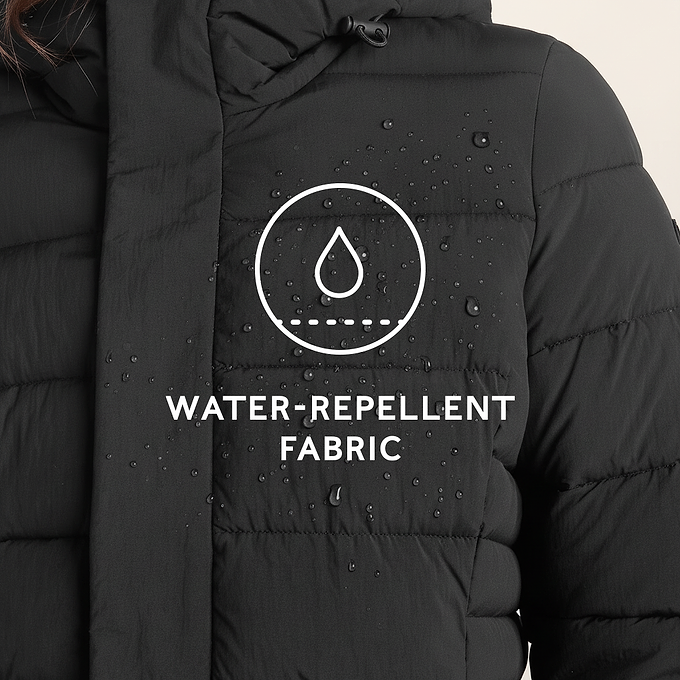 Kirkham Womens Long Shower Resistant Insulated Jacket - Black
