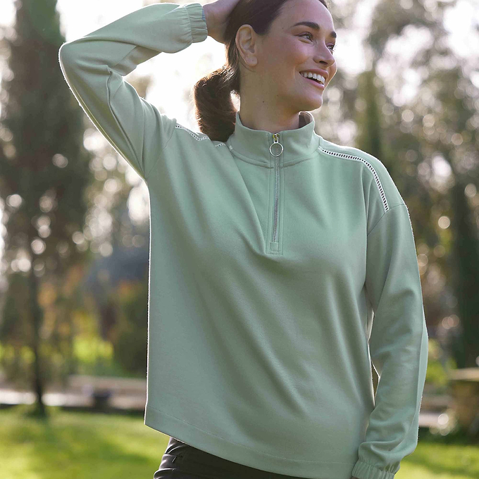 Larelle Womens Zipneck Sweatshirt - Pistachio