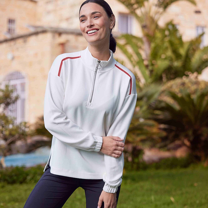 Larelle Womens Zipneck Sweatshirt - Vanilla