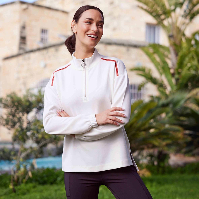 Larelle Womens Zipneck Sweatshirt - Vanilla