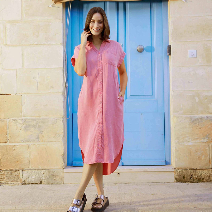 Lenira Womens Shirt Dress - Rose Quartz