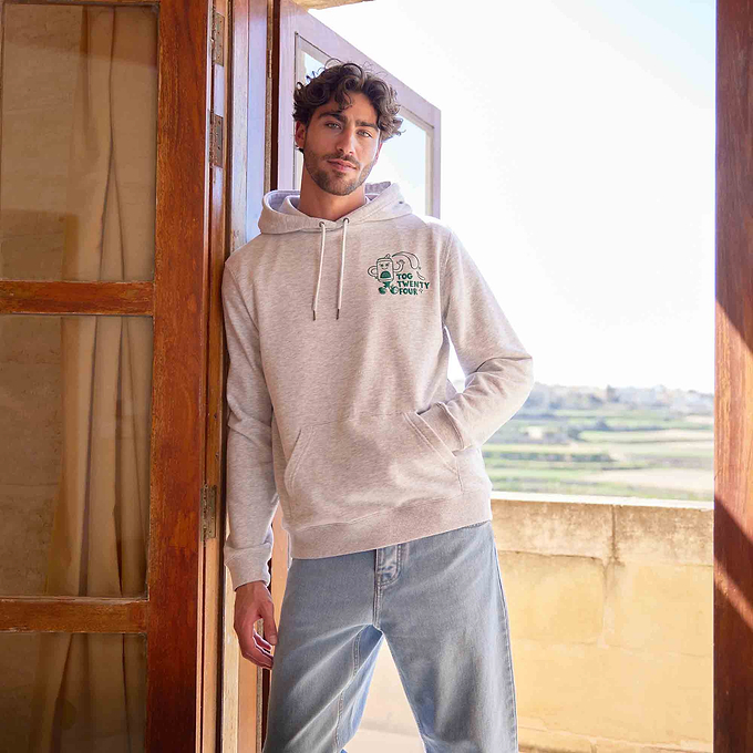 Malley Mens Relaxed Fit Supersoft Hattie Clark Hoody - Light Grey Marl