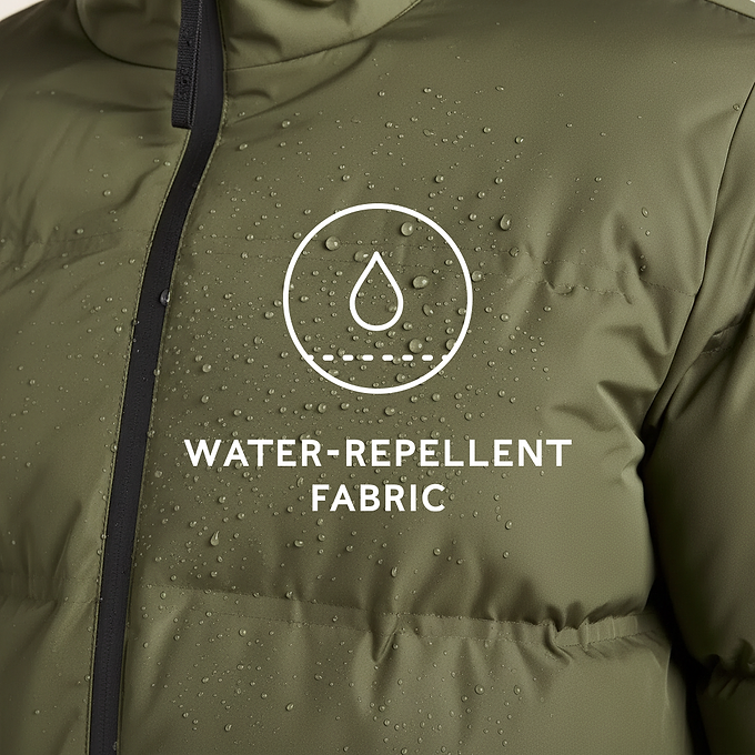 Menka Mens Shower Resistant Insulated Jacket - Khaki