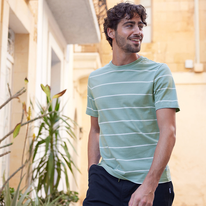 Morar Mens 100% Cotton Supersoft T-Shirt - Summer Sky Stripe