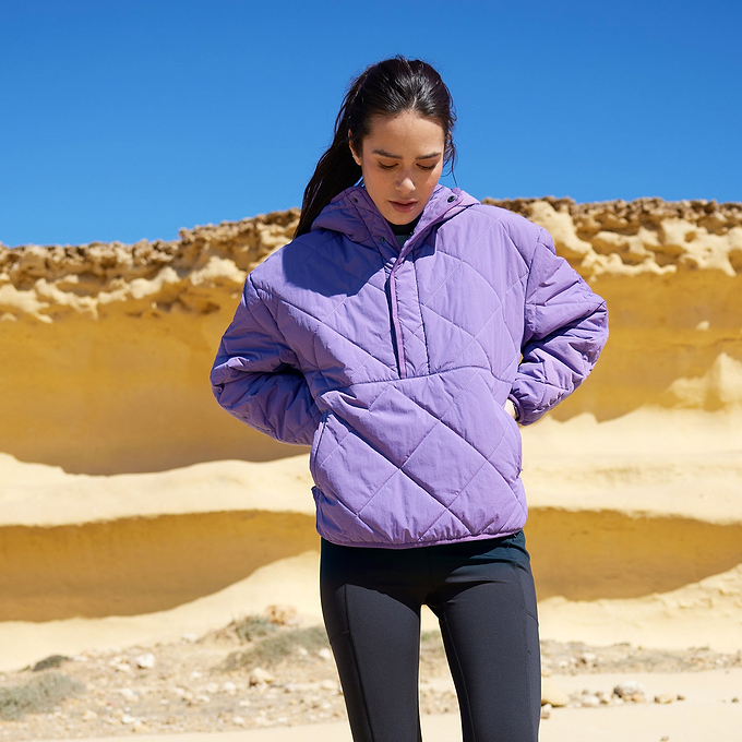 Nanford Womens Oversized Shower Resistant Diamond Quilted Jacket - Orchid