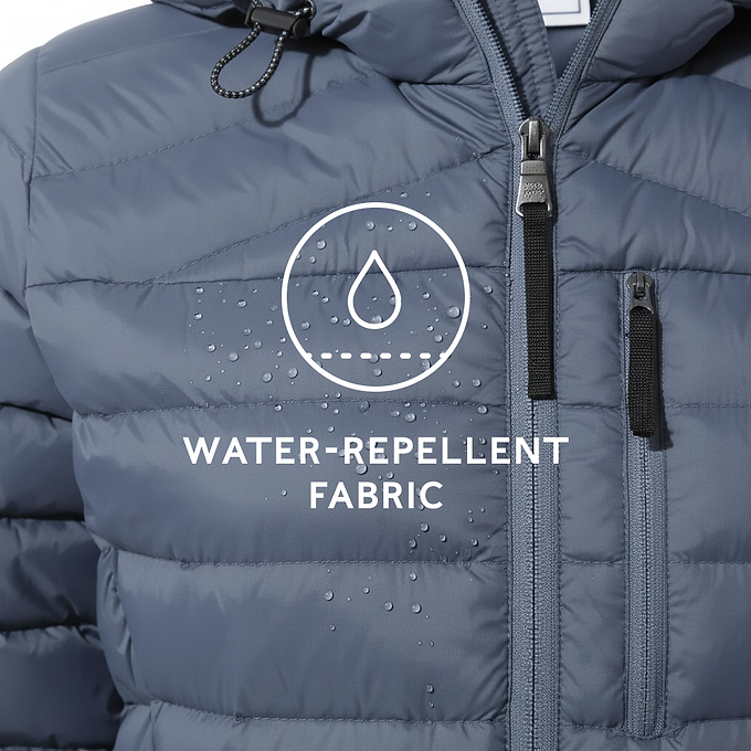 North Womens RDS Certified Down Hooded Jacket - Blue Stone