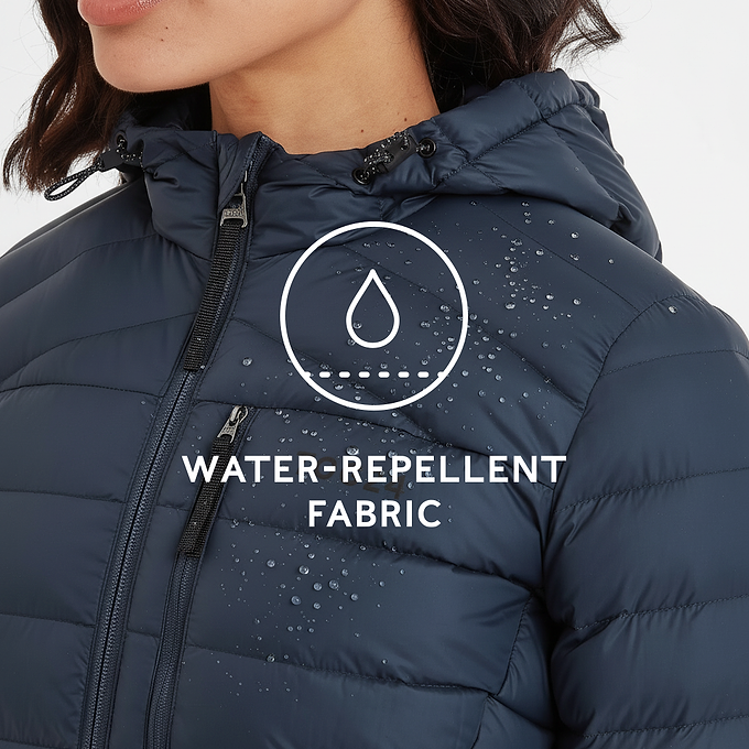 North Womens RDS Certified Down Hooded Jacket - Dark Indigo