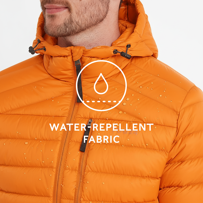 North Mens RDS Certified Down Hooded Jacket - Dark Orange