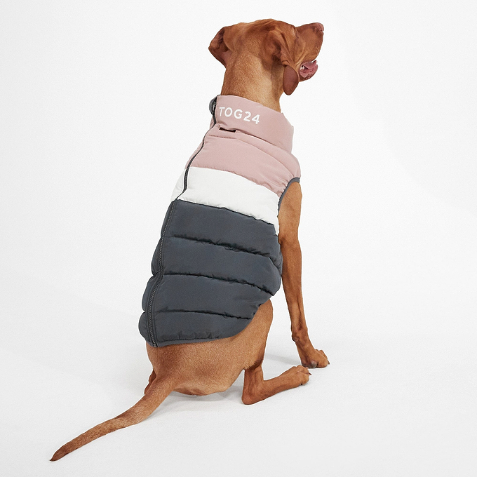 Pooch Padded Dog Coat XL - Faded Pink/Ice Grey/Washed Blue