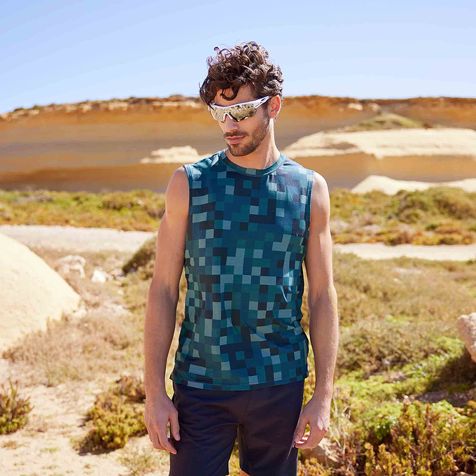 Pablo Mens Performance Vest - Inky Blue Pixel Print