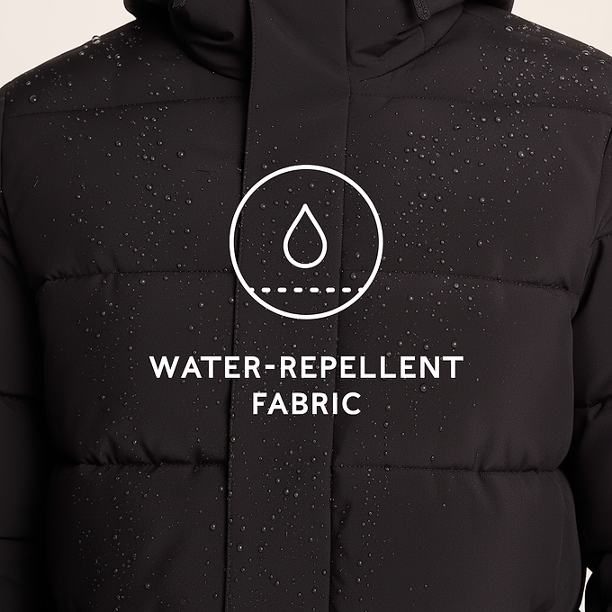 Preece Mens Long Shower Resistant Insulated Jacket - Black