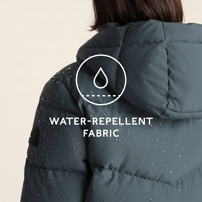 Raleigh Luxe Womens Shower Resistant Down Insulated Jacket - Graphite