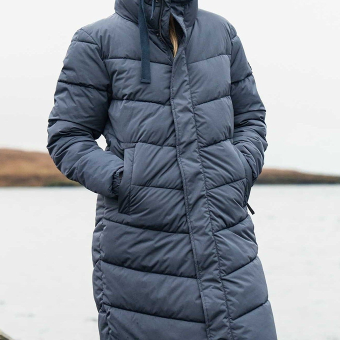 Raleigh Womens Long Insulated Jacket - Washed Blue