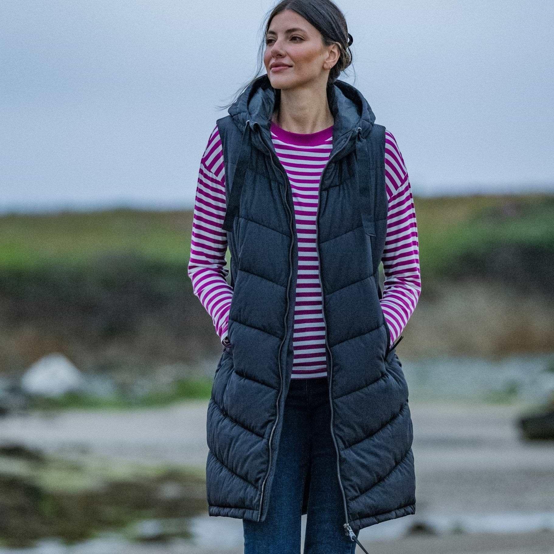 Black long gilet womens clearance