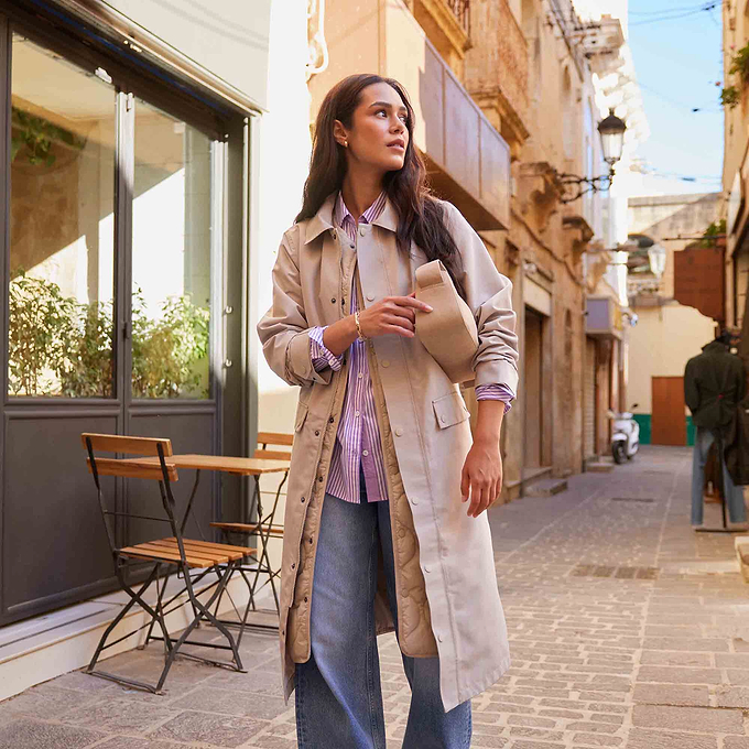 Remi Womens Classic Waterproof Car Coat - Cool Beige