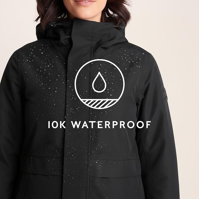 Saunter Womens Long Waterproof Jacket - Black