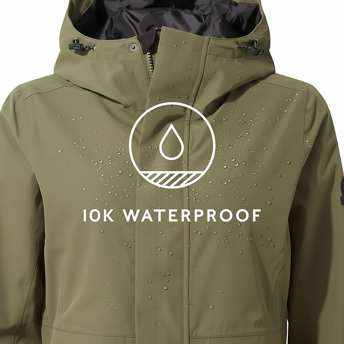 Saunter Womens Long Waterproof Jacket - Khaki