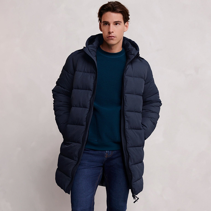 Radley Mens Padded Long Jacket - Dark Indigo