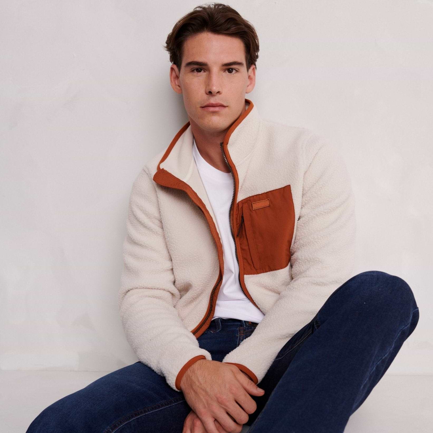 Mens white sherpa jacket online