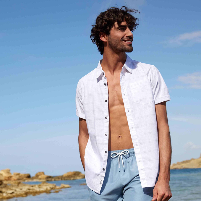 Sloane Mens Shirt - Light Grey Stripe