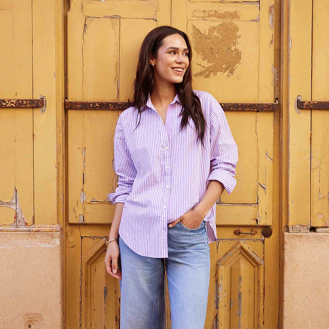 Sofia Womens Long Sleeve Oversized Shirt - Lilac Blossom