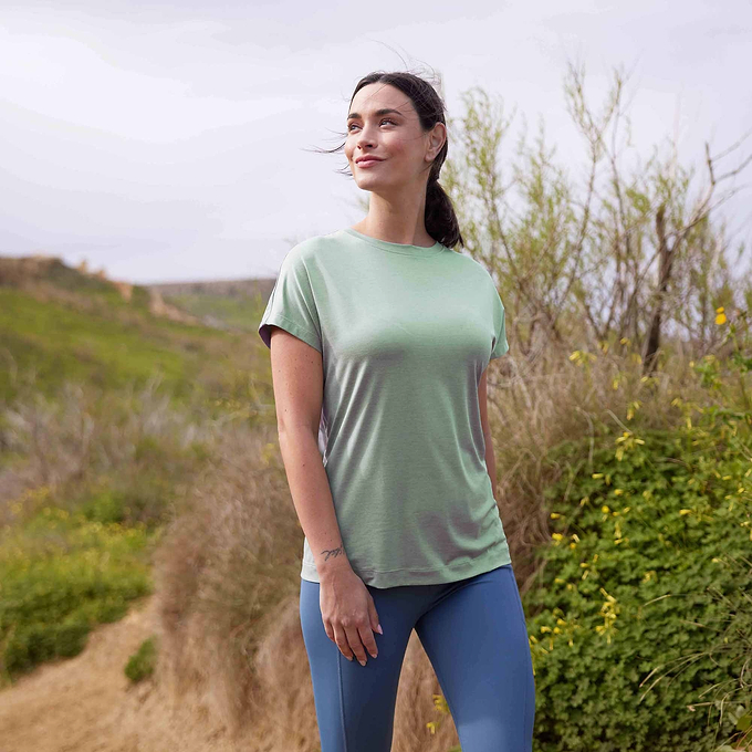 Stallen Womens Tech Short Sleeve Top - Pistachio Marl