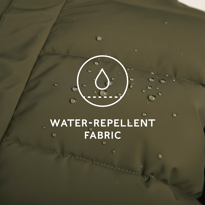 Tunnard Mens Short Shower Resistant Insulated Jacket - Khaki