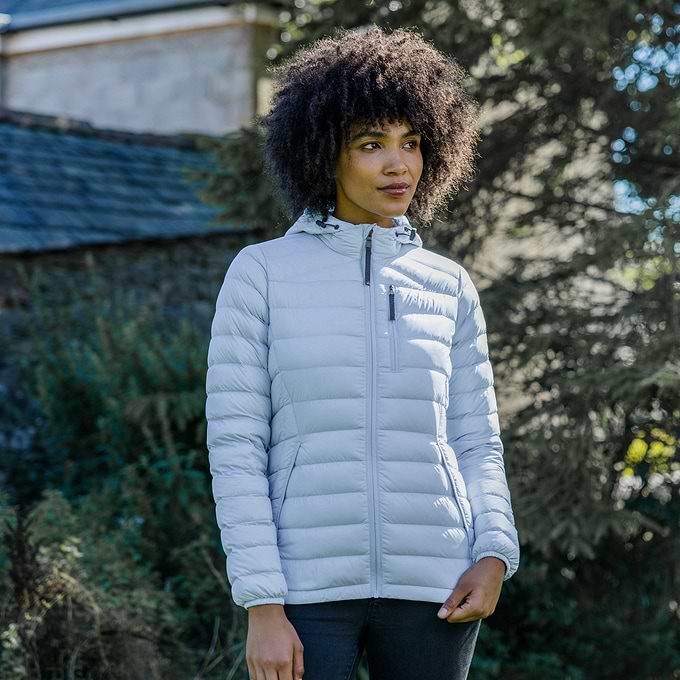 Drax Womens Hooded Down Jacket - Ice Blue