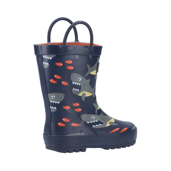 Cotswold Puddle Kids Waterproof Pull On Boots - Shark